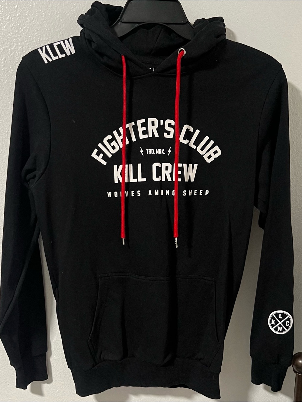 Kill Crew Black Hoodie with Red Drawcords and White Graphic
